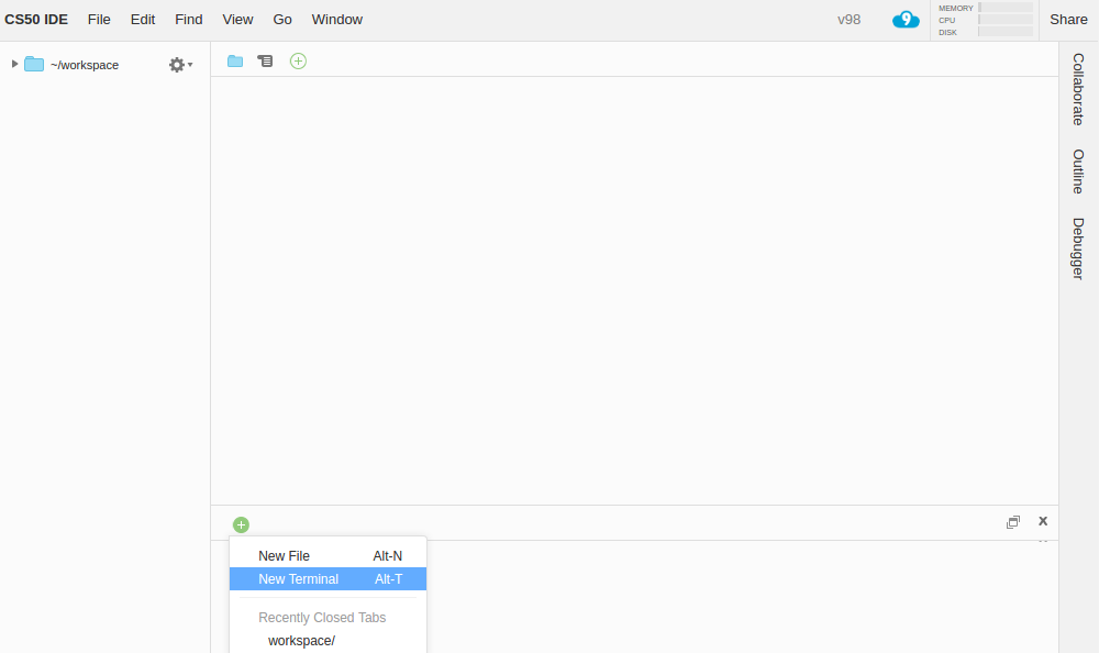 console pane